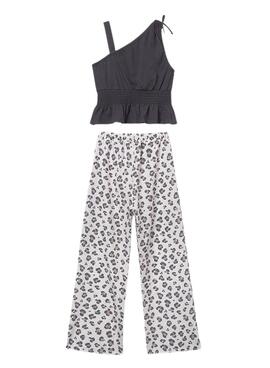 Conjunto Mayoral Animal Print blanco y negro para niña