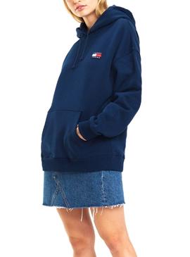 Sudadera Tommy Jeans Badge Hoodie Marino Mujer