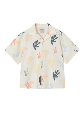 Camisa m/c punto estampada Nata