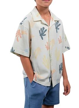 Camisa m/c punto estampada Nata