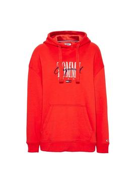 Sudadera Tommy Jeans Modern Logo Rojo Mujer