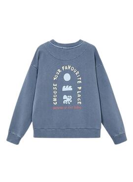 Sudadera Mayoral azul medio estampado trasero para niño