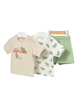 Conjunto Mayoral tres piezas camaleón verde para bebé niño
