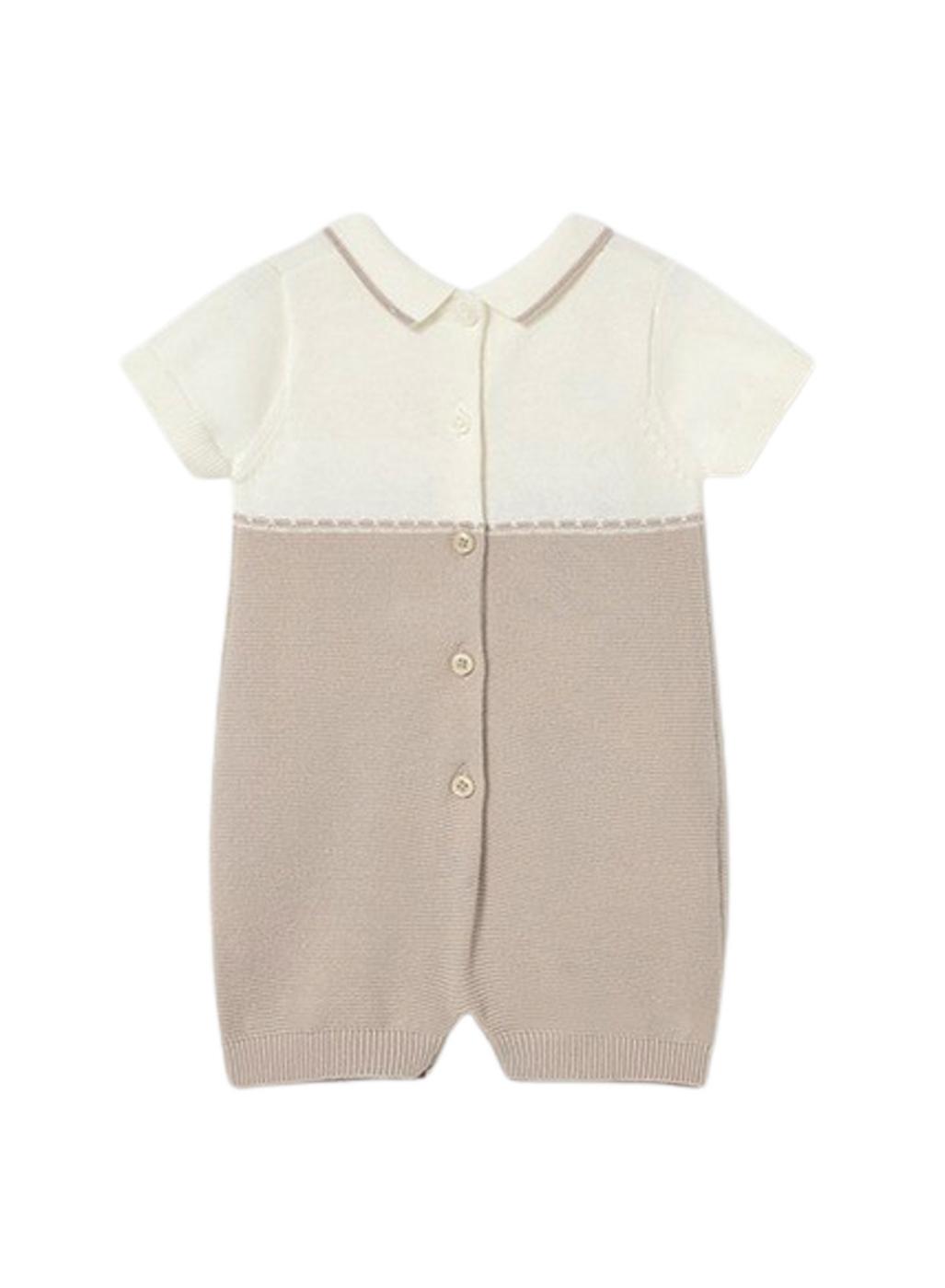 Pelele Mayoral punto bicolor crudo y beige para bebé