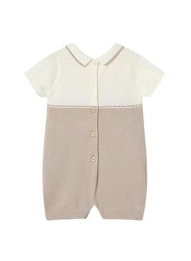 Pelele Mayoral punto bicolor crudo y beige para bebé