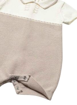 Pelele Mayoral punto bicolor crudo y beige para bebé