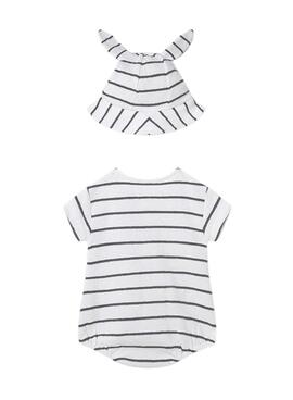 Pelele Mayoral rayas con gorro orejitas para bebé niño