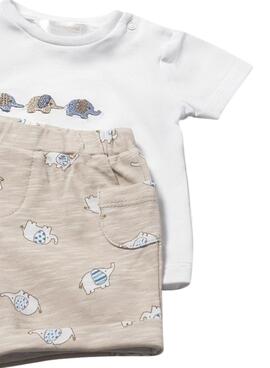 Conjunto Mayoral dos looks elefantes azul y beige para bebé