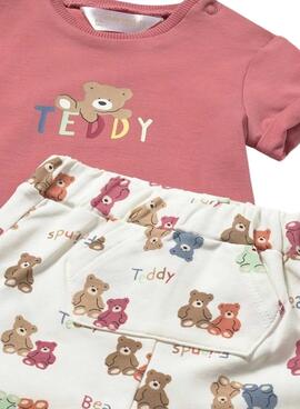 Conjunto Mayoral oso Teddy rosa para bebé