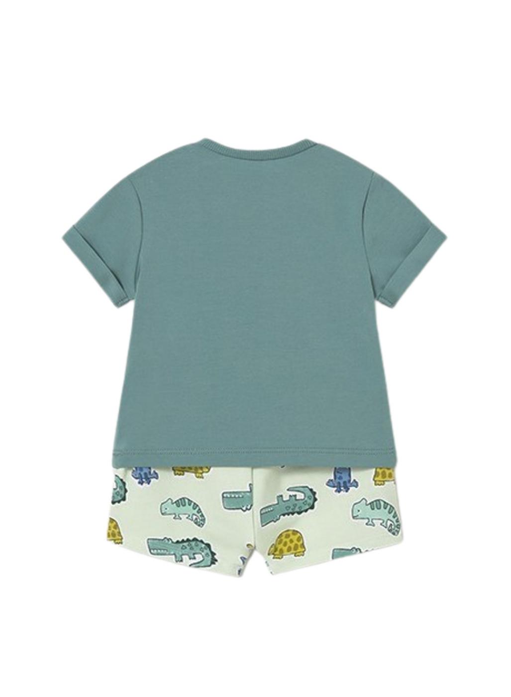 Conjunto Mayoral rana verde y bermuda animales para bebé