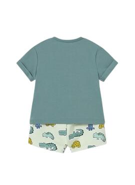 Conjunto Mayoral rana verde y bermuda animales para bebé