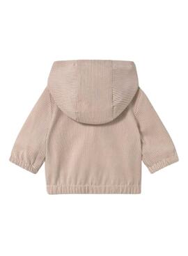 Chaqueta Mayoral de rayas beige con capucha para bebé