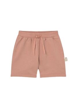 Conjunto Mayoral dos bermudas de felpa beige y rosa para bebé
