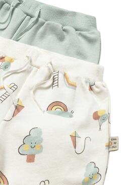 Conjunto Mayoral dos bermudas estampada y verde agua para bebé