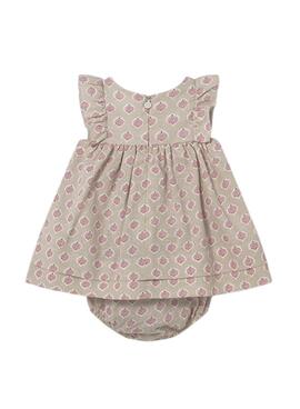 Conjunto Mayoral vestido y cubrepañal estampado rosa para bebé