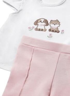Conjunto Mayoral camiseta, chaqueta y leggings rosa para bebé