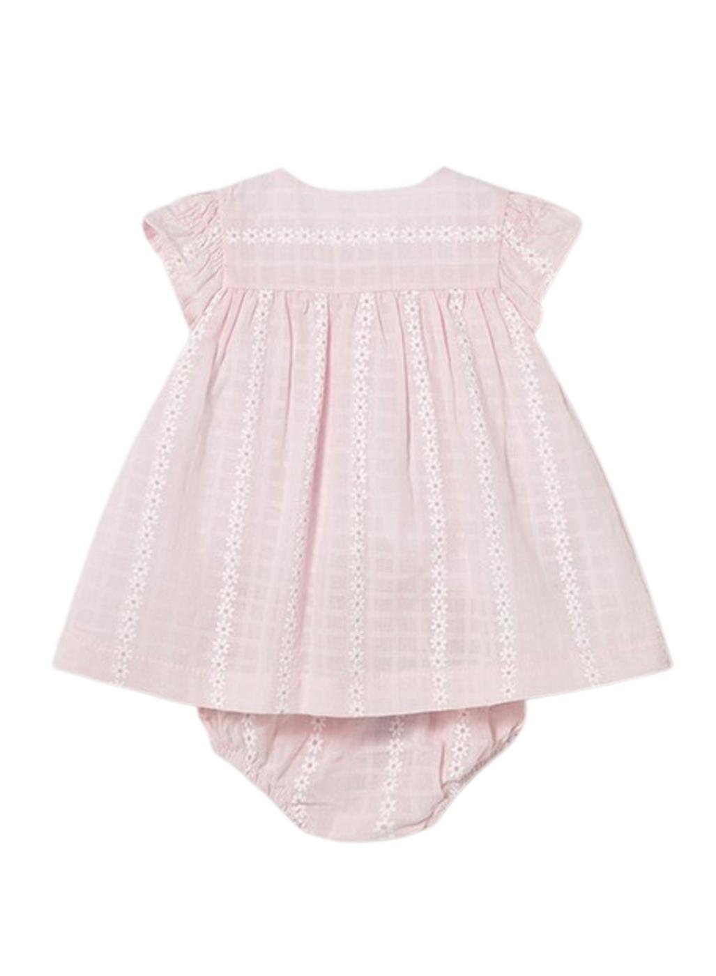 Conjunto Mayoral vestido y cubrepañal rosa para bebé