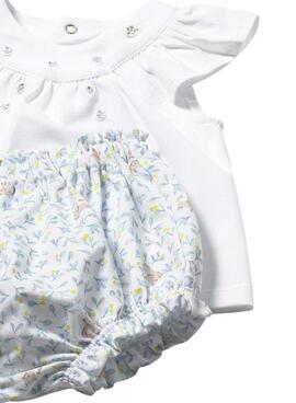 Conjunto Mayoral camisetas y cubrepañal azul para bebé