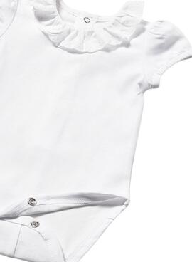 Body Mayoral blanco con cuello volante para bebé