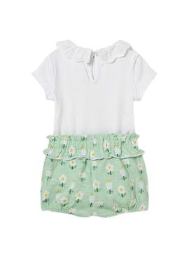 Conjunto Mayoral bodies y cubrepañal verde agua para bebé