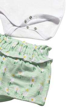 Conjunto Mayoral bodies y cubrepañal verde agua para bebé