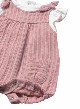 Pelele Mayoral rosa con camiseta blanca para bebé