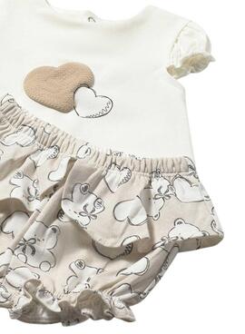 Conjunto Mayoral camisetas y cubrepañal beige para bebé