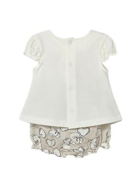 Conjunto Mayoral camisetas y cubrepañal beige para bebé