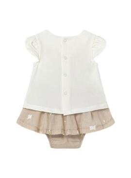Pelele Mayoral beige con osito para bebé