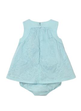 Conjunto Mayoral vestido verde agua bordado para bebé