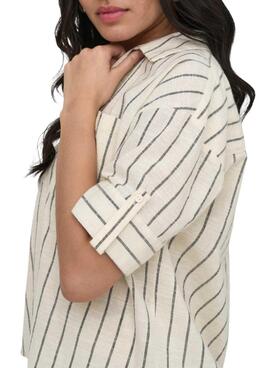 Camisa Only Tizana beige y gris para mujer
