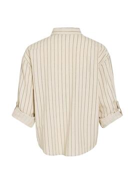 Camisa Vila Prisilla beige para mujer