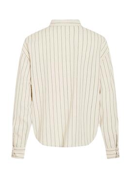 Camisa Vila Prisilla beige para mujer