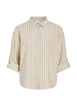 Camisa Vila Prisilla beige para mujer