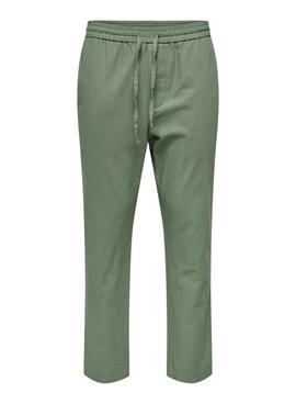 Pantalón Only and Sons Linus verde para hombre

