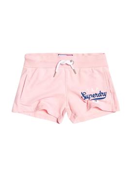 Short Superdry Track Lite Rosa Mujer