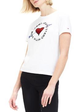 Camiseta Tommy Jeans Arrow Blanco Mujer