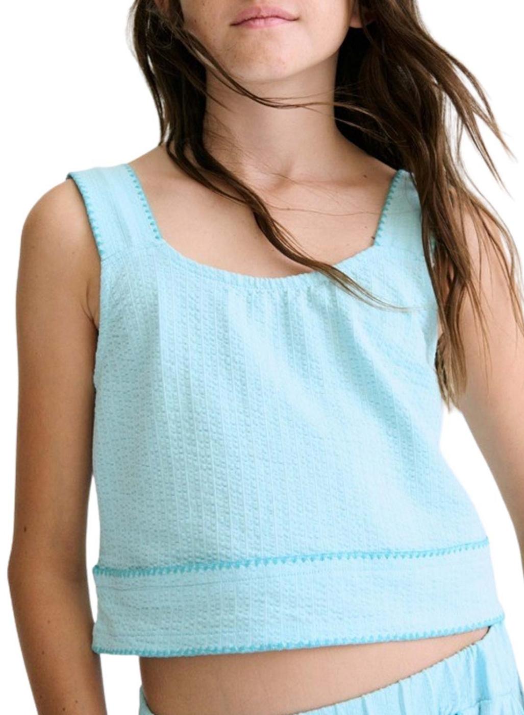 Conjunto Mayoral top azul cielo y short a juego para niña