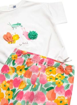 Conjunto Mayoral camiseta blanca y legging estampado floral para bebé