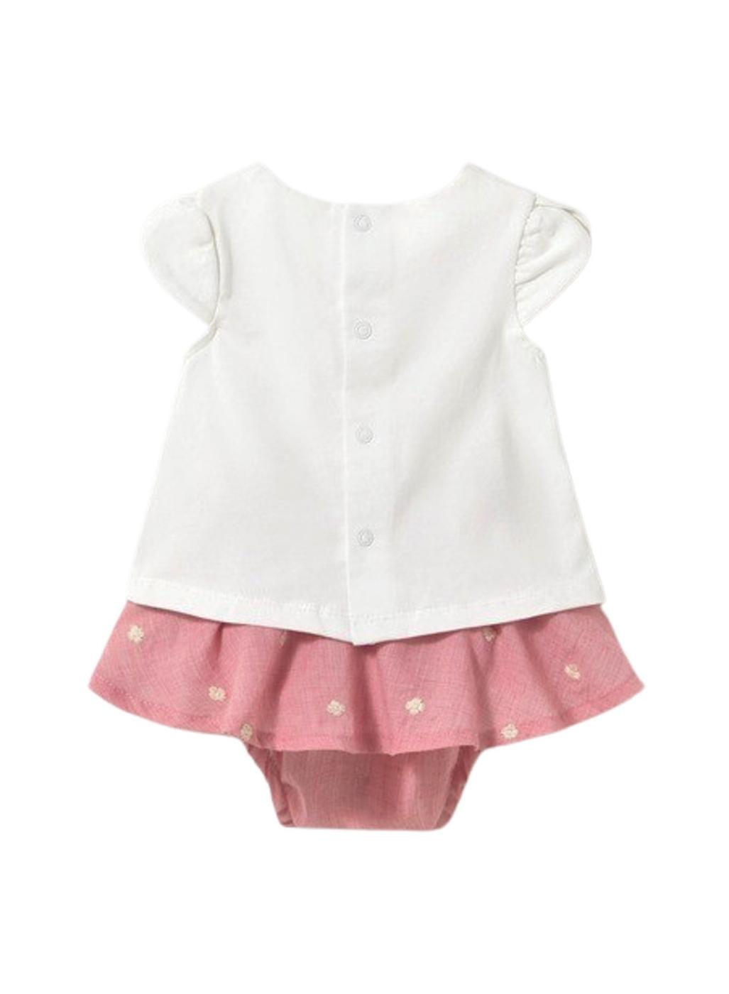 Pelele Mayoral blanco y rosa con osito para bebé