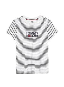 Camiseta Tommy Jeans Stripe Chest Blanco Mujer