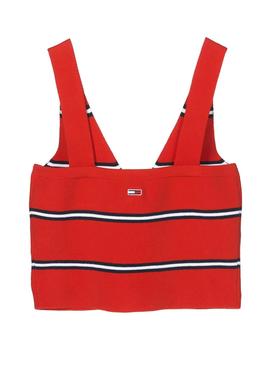 Top Tommy Jeans Knitted Stripe Rojo Mujer