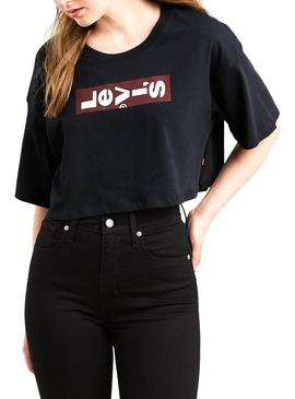 Camiseta Levis Crop Slacker Negro Mujer