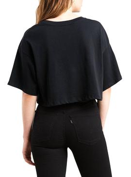 Camiseta Levis Crop Slacker Negro Mujer