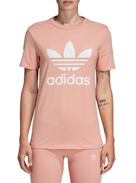 Camiseta Adidas Trefoil Rosa Para Mujer