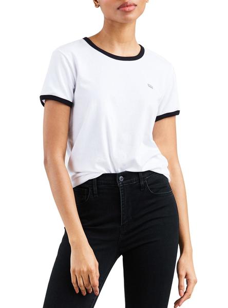 Camiseta Levis Ringer Blanco Mujer