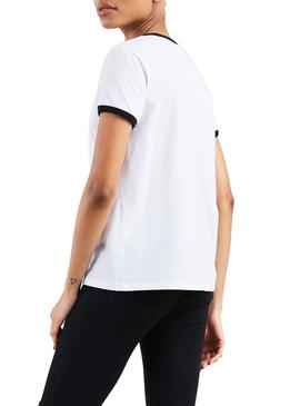 Camiseta Levis Ringer Blanco Mujer