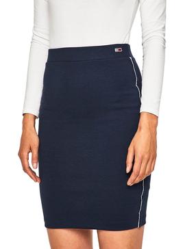 Falda Tommy Jeans Piping Bodycon Azul Mujer