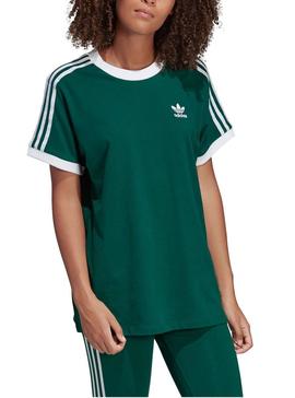 juego Moderador Permanente Camiseta Adidas 3 Stripes Verde para Mujer