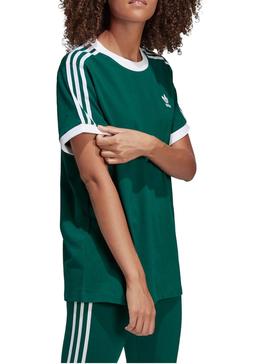 Camiseta Adidas 3 Stripes Verde para Mujer